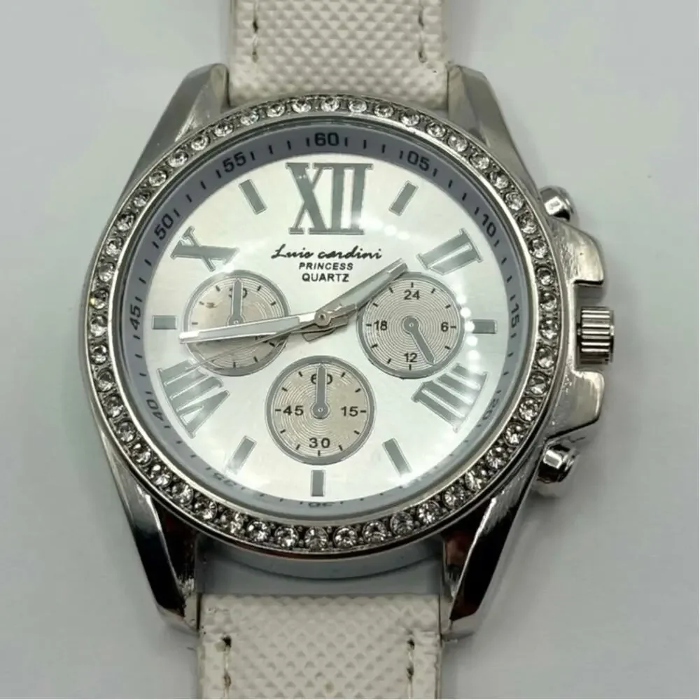 Silver & White Luis Cardini Men's Watch